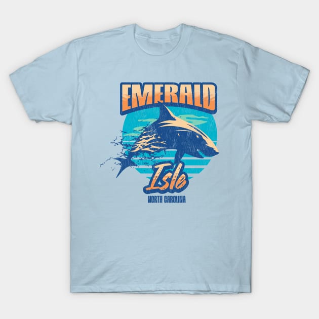 Emerald Isle, North Carolina Shark T-Shirt by Contentarama